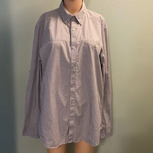 Calvin Klein grey and white long sleeve button down size large!